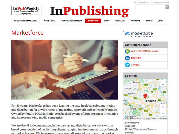Sito web personalizzato e codificato a mano - inpublishing.co.uk